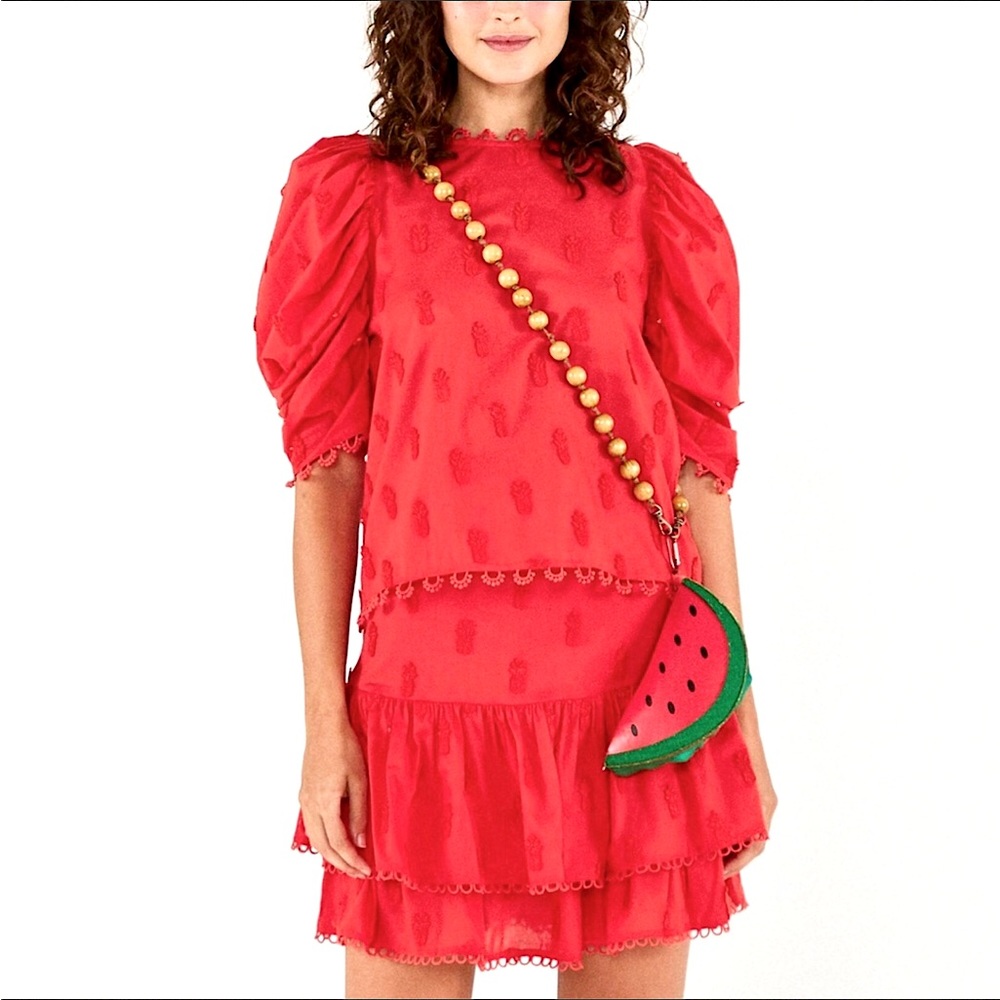 Farm Rio Red 3D Pineapple Mini Skirt - Picture 4 of 8
